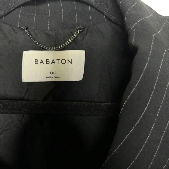 Aritzia Babaton Trent Pinstripe Dark Navy Long Sleeve Jacket Size 00 - Picture 12 of 12